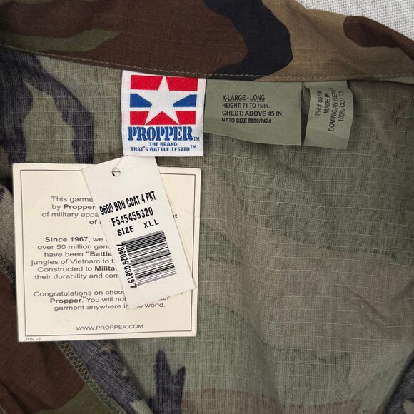 Propper BDU Top 4-Pocket Woodland Camouflage Ripstop Cotton Size XL Long NWT - Picture 12 of 12